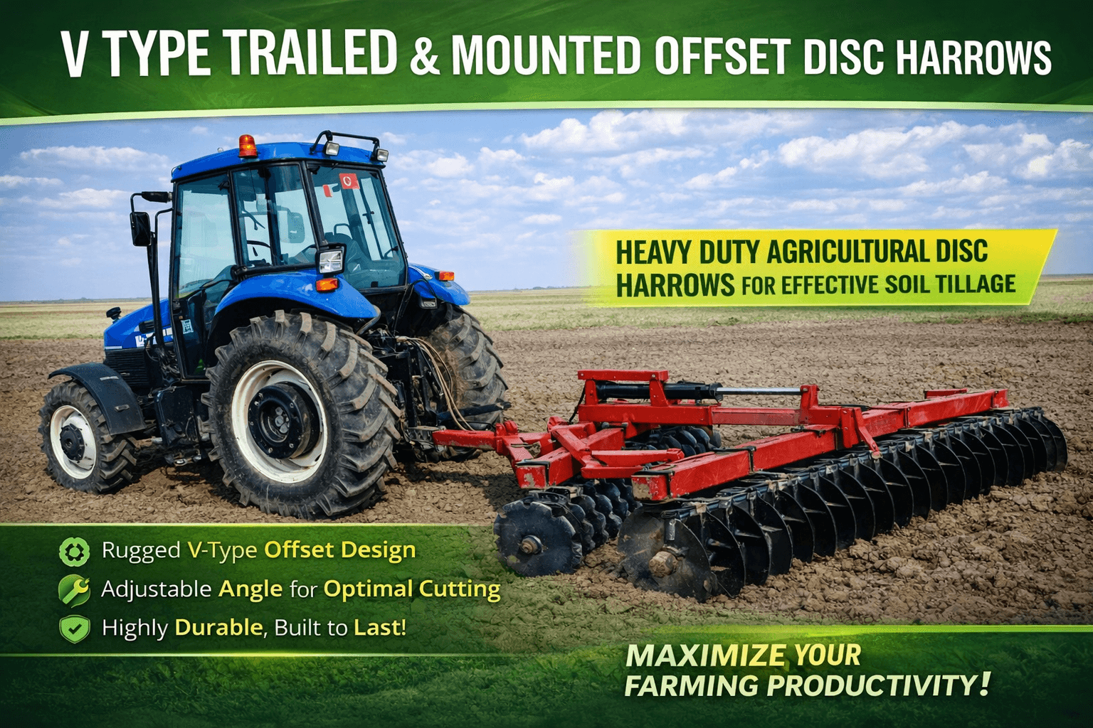 V Type Trailed & Mounted Offset Disc Harrows