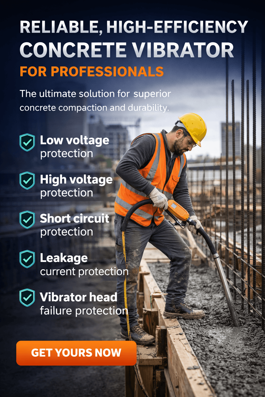 5M Self-Converter Concrete Vibrator 220V