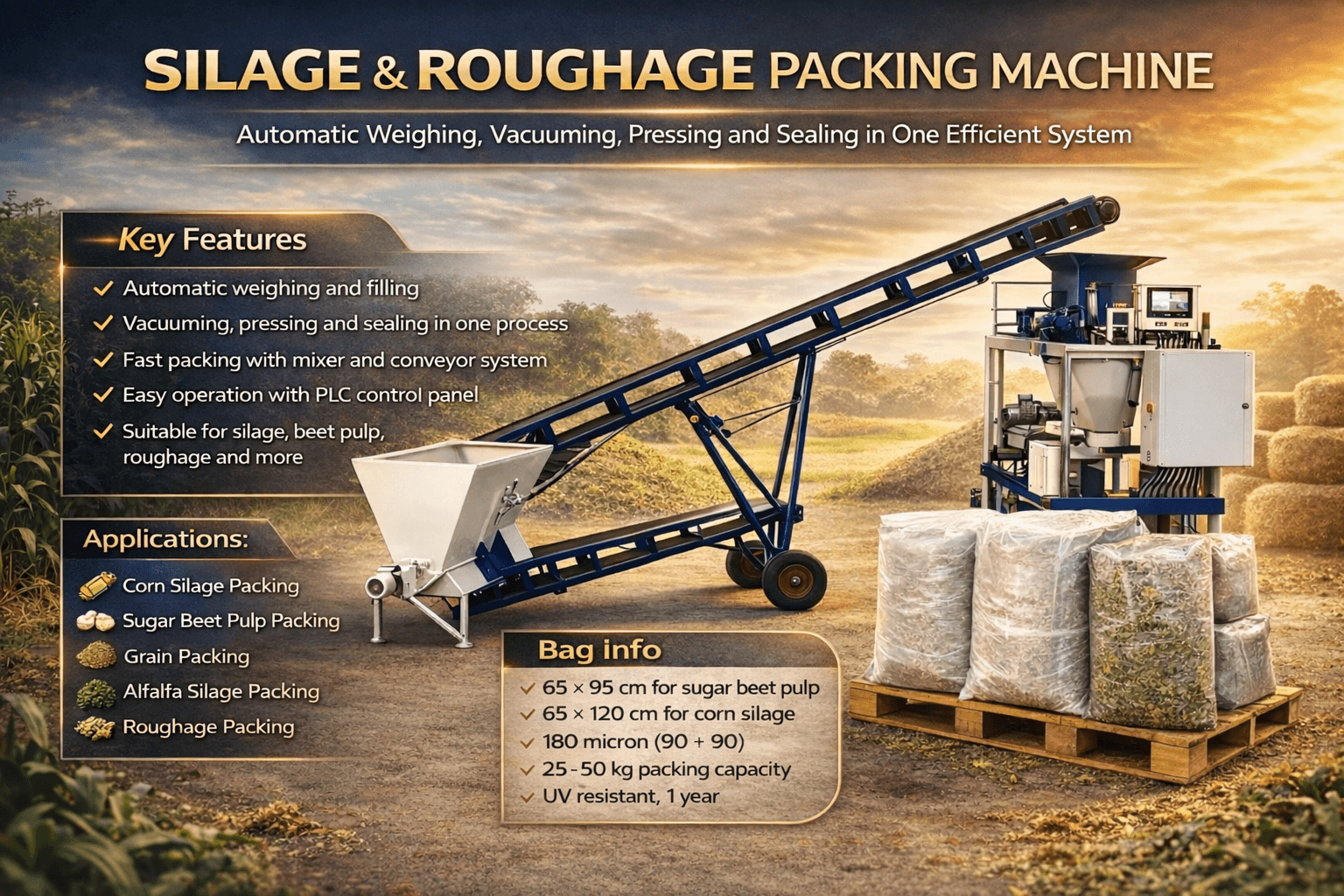 Corn Silage / Sugar Beet Pulp Packing Machine ( conveyor type ) 